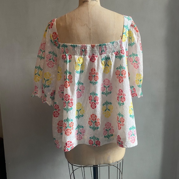 Draper James RSVP Floral Print Eyelet Puff Sleeve Top, Size 3X - Picture 3 of 13
